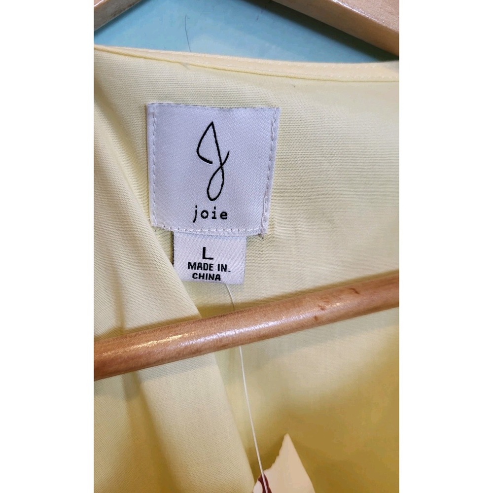 New Joie Butter Yellow Babydoll Puff Sleeve Bow Pockets Dress Sz L - Picture 6 of 8